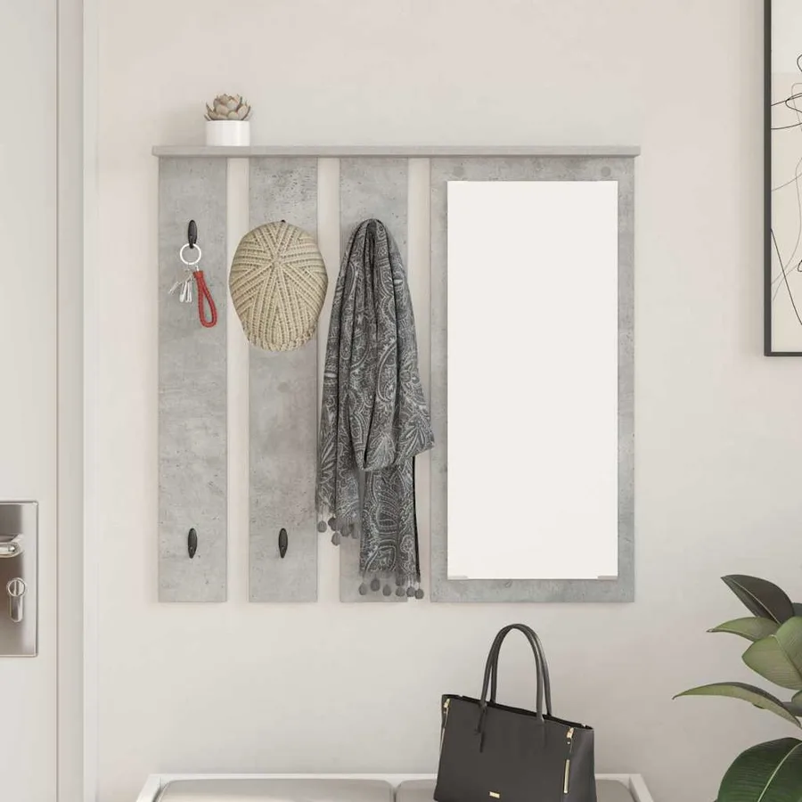 Porte-manteau mural avec étagère Gris béton 84 x 10 x 80 cm - 4