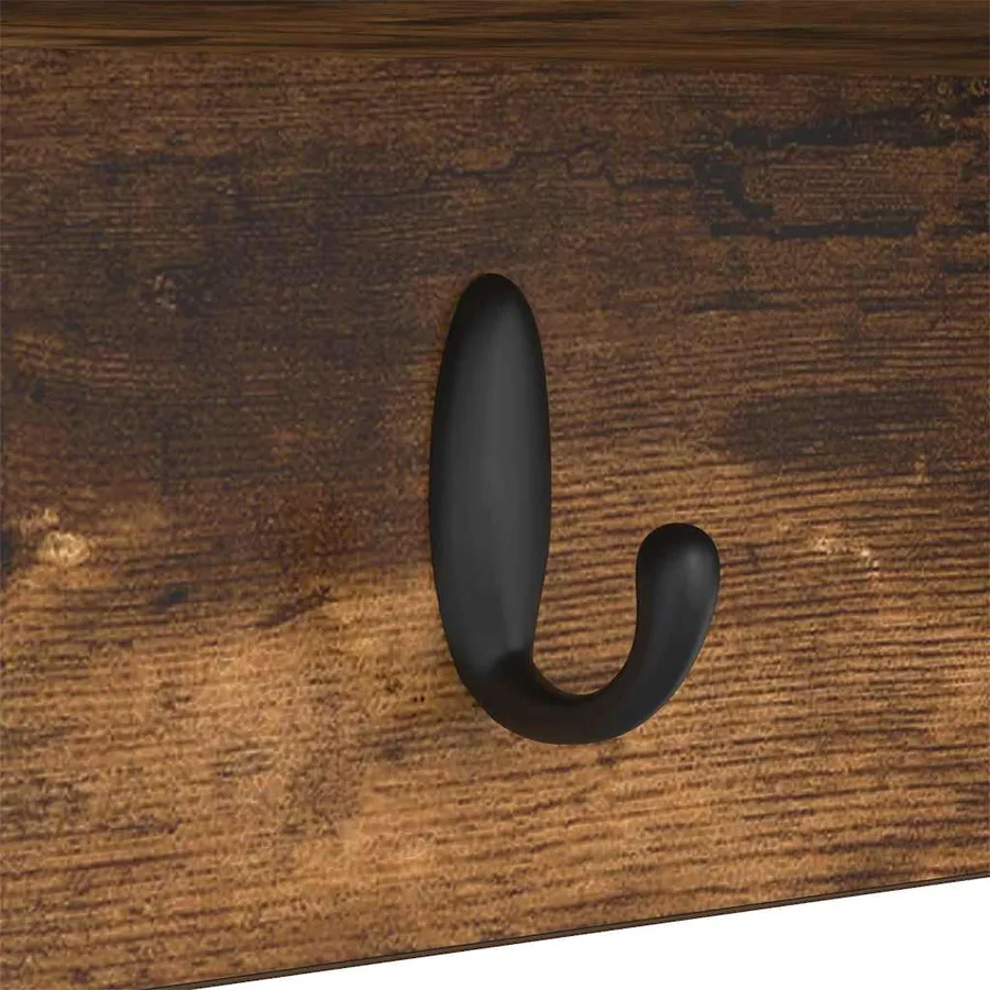 Porte-manteau mural avec étagère Chêne fumé 100 x 16 x 26 cm - 9