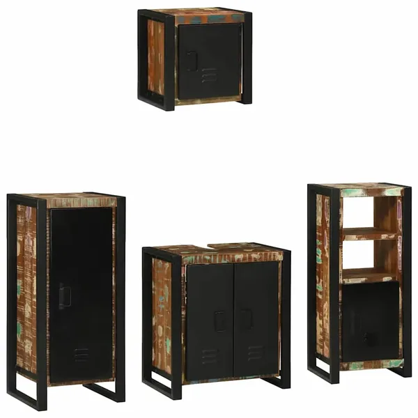 Ensemble de mobilier de salle de bain 4 pcs Bois Recyclé Solide