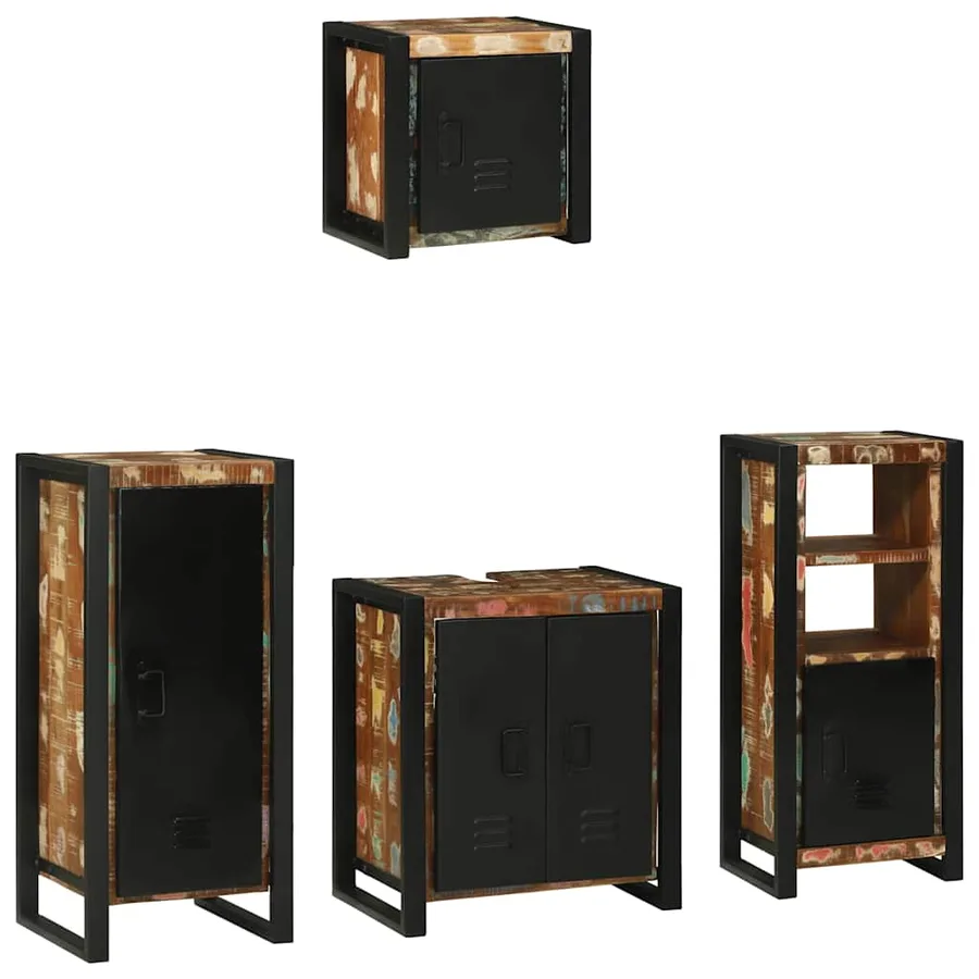 Ensemble de mobilier de salle de bain 4 pcs Bois Recyclé Solide - 10