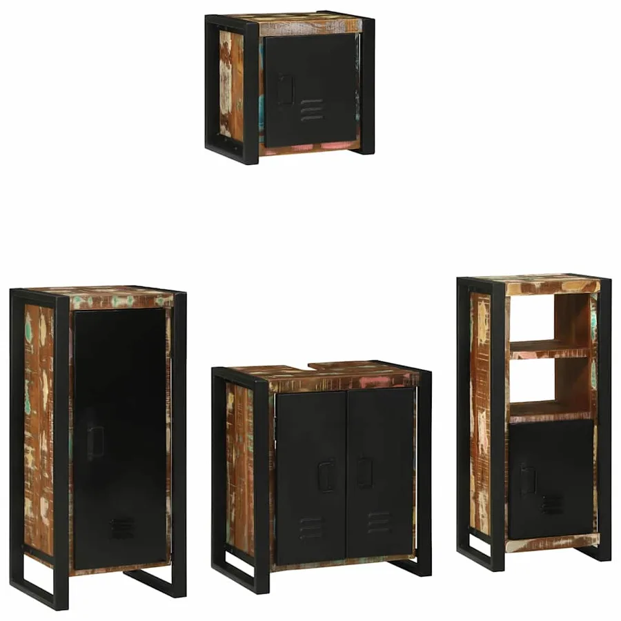 Ensemble de mobilier de salle de bain 4 pcs Bois Recyclé Solide - 2