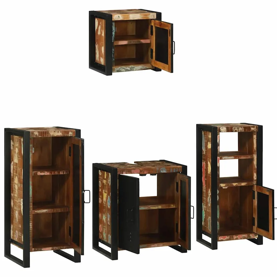 Ensemble de mobilier de salle de bain 4 pcs Bois Recyclé Solide - 3