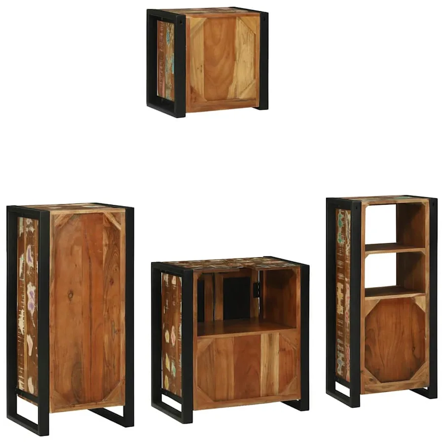 Ensemble de mobilier de salle de bain 4 pcs Bois Recyclé Solide - 9