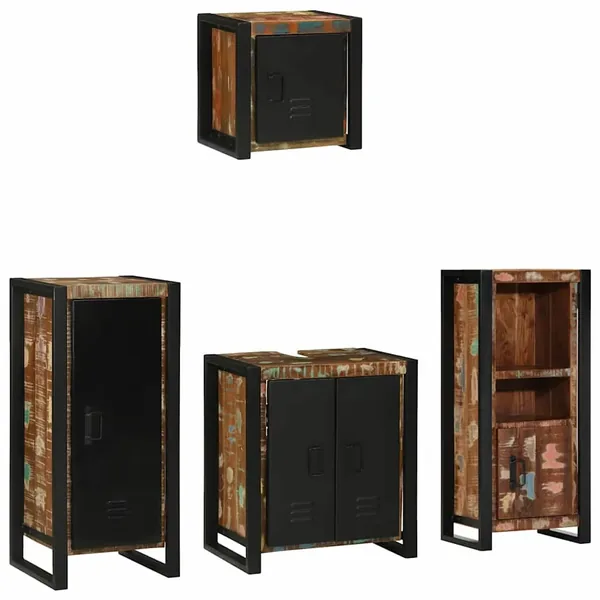 Ensemble de mobilier de salle de bain 4 pcs Bois Recyclé Solide