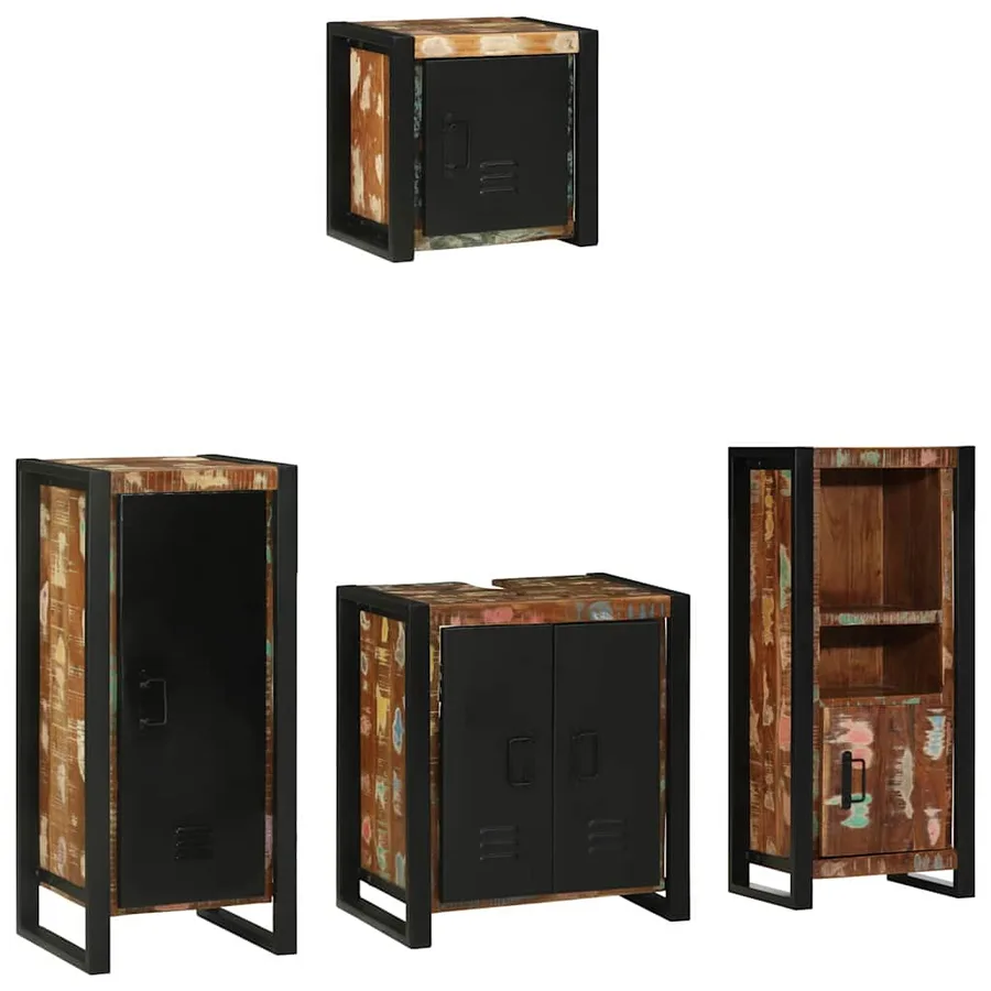 Ensemble de mobilier de salle de bain 4 pcs Bois Recyclé Solide - 10