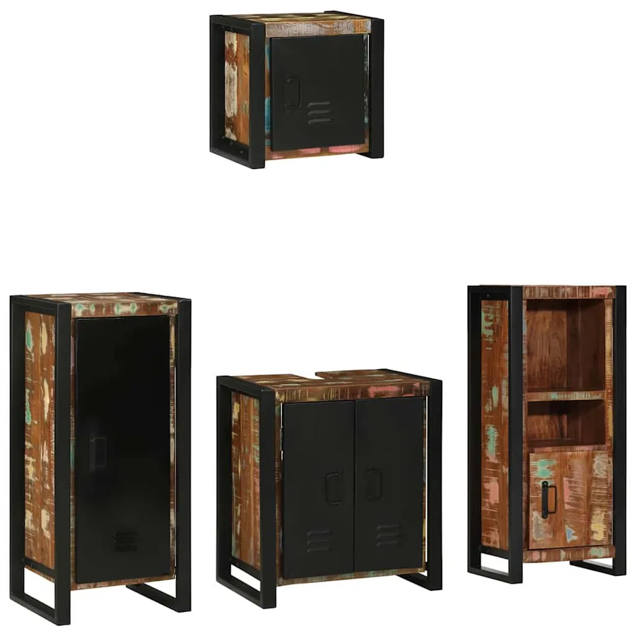 Ensemble de mobilier de salle de bain 4 pcs Bois Recyclé Solide - 2