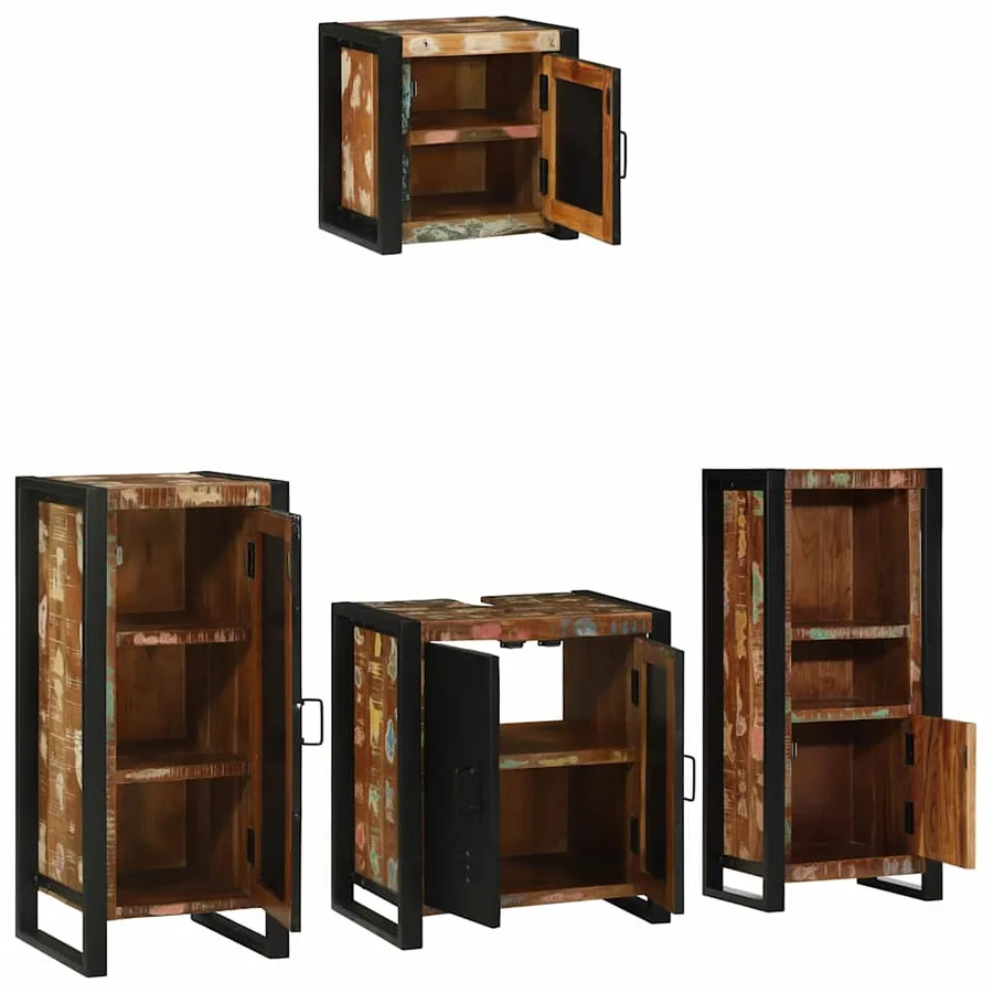 Ensemble de mobilier de salle de bain 4 pcs Bois Recyclé Solide - 3