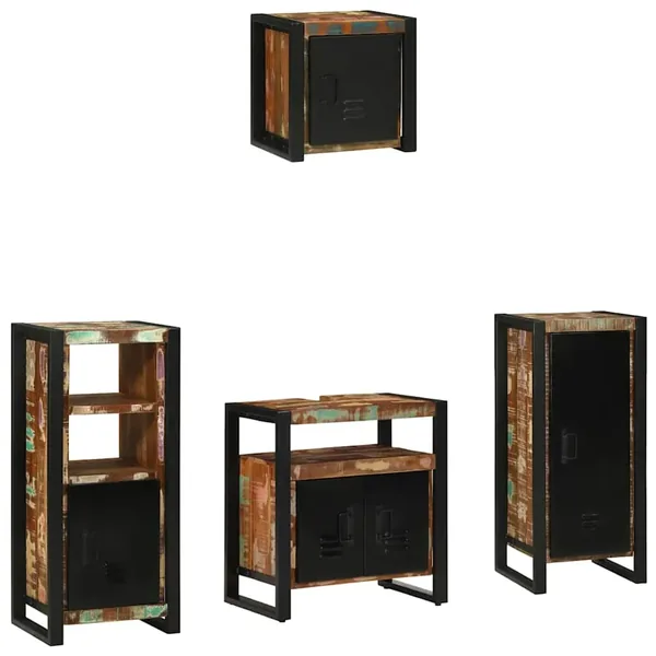 Ensemble de mobilier de salle de bain 4 pcs Bois Recyclé Solide