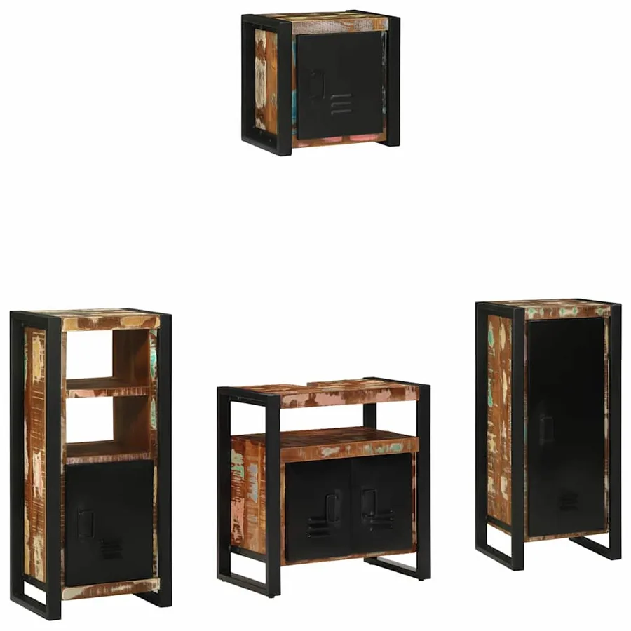 Ensemble de mobilier de salle de bain 4 pcs Bois Recyclé Solide - 2