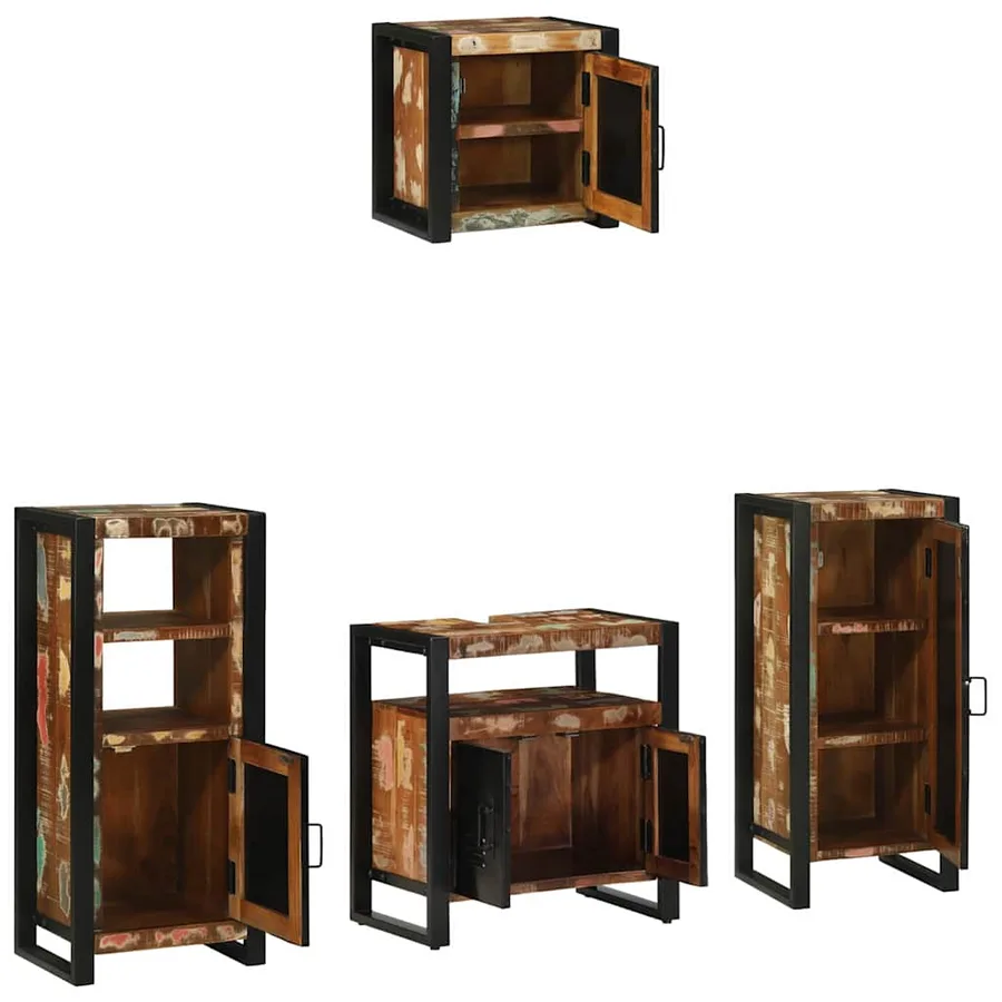 Ensemble de mobilier de salle de bain 4 pcs Bois Recyclé Solide - 3