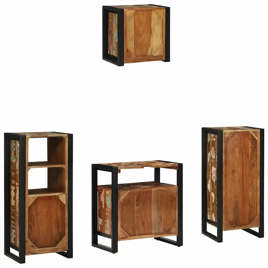 Ensemble de mobilier de salle de bain 4 pcs Bois Recyclé Solide - 8