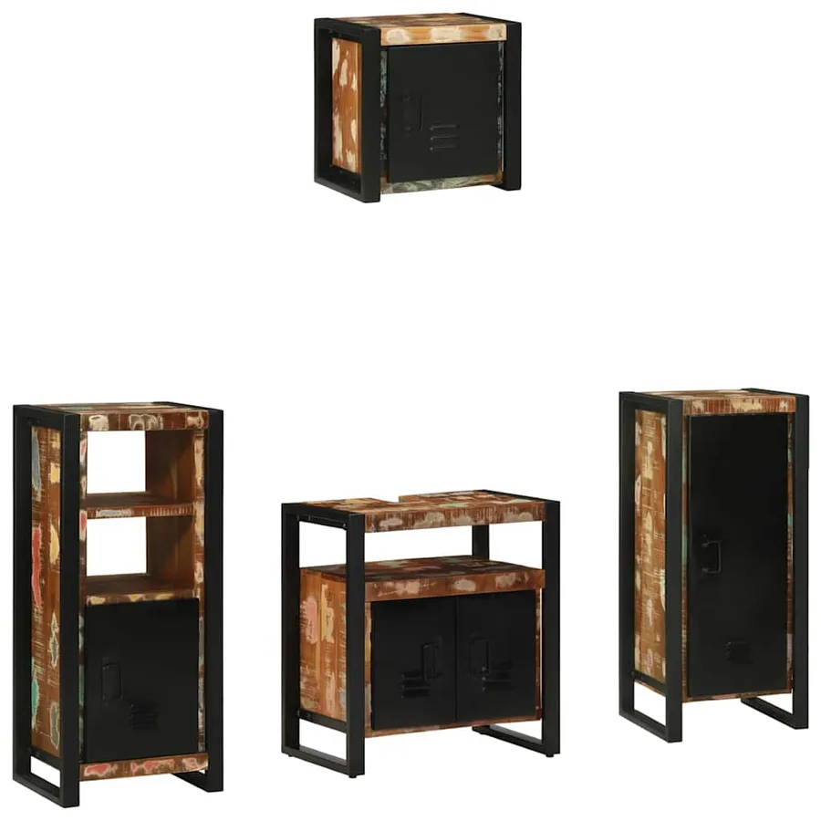 Ensemble de mobilier de salle de bain 4 pcs Bois Recyclé Solide - 9