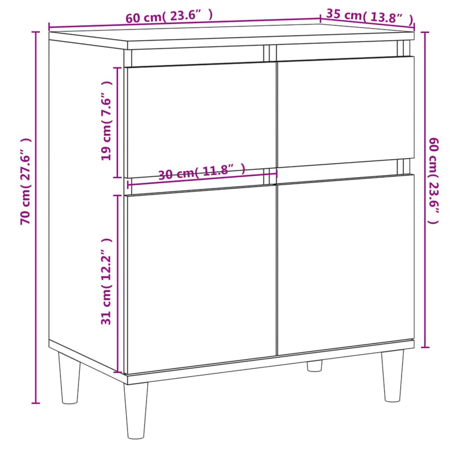 Buffet Chêne marron 60x35x70 cm Bois d'ingénierie - 10