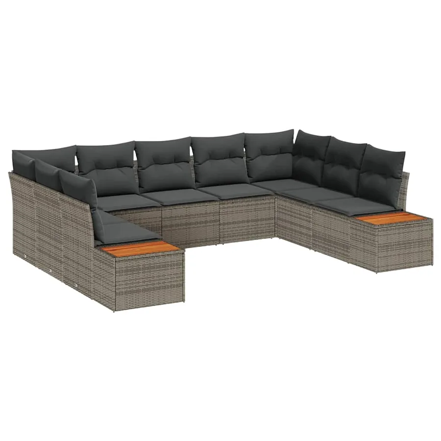 Ensemble de canapé de jardin avec coussin 5 pcs Gris Polyrotin - 2