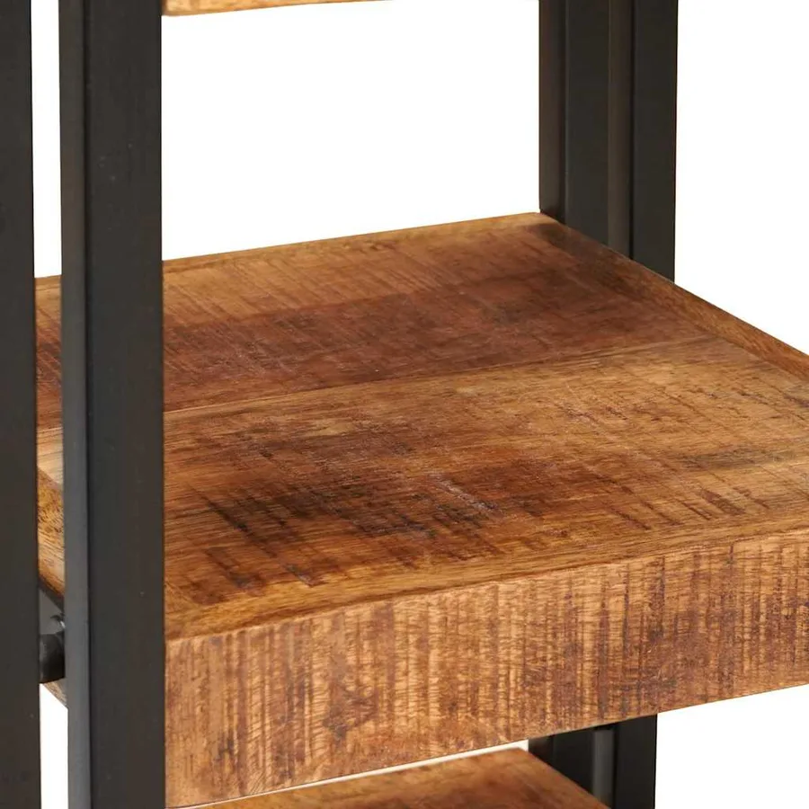 Table de chevet Marron et Noir Bois de mangue massif - 7