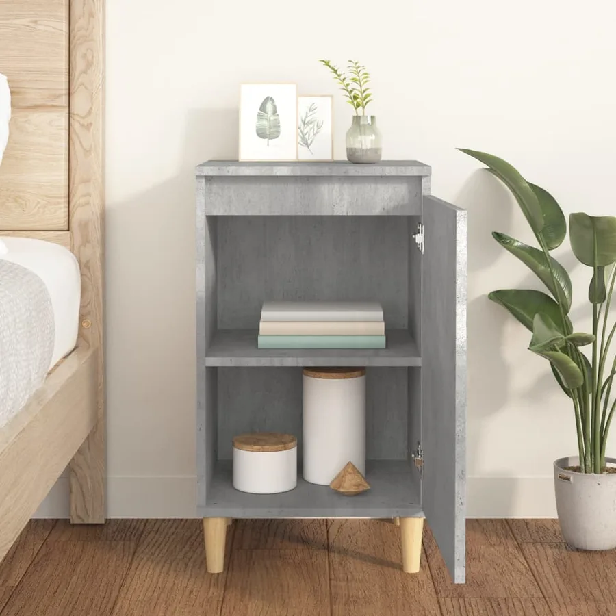 Table de chevet gris béton 40x35x70 cm bois d'ingénierie - 3