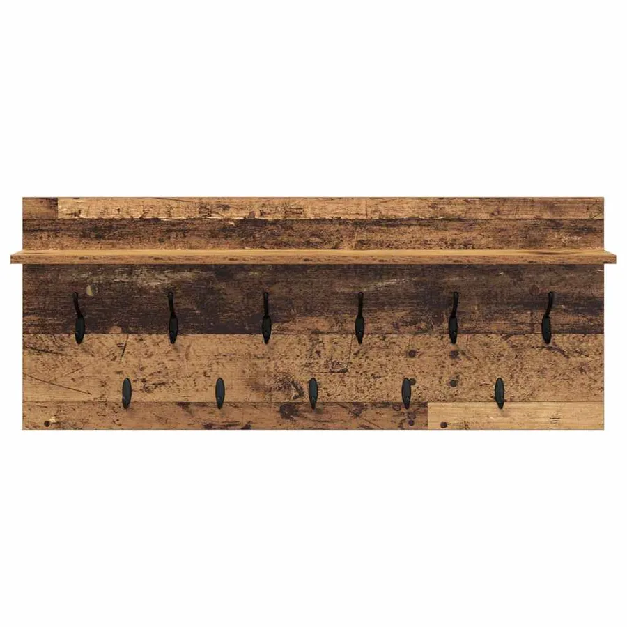 Porte-manteau mural avec étagère Bois ancien 100 x 40 x 12 cm - 5