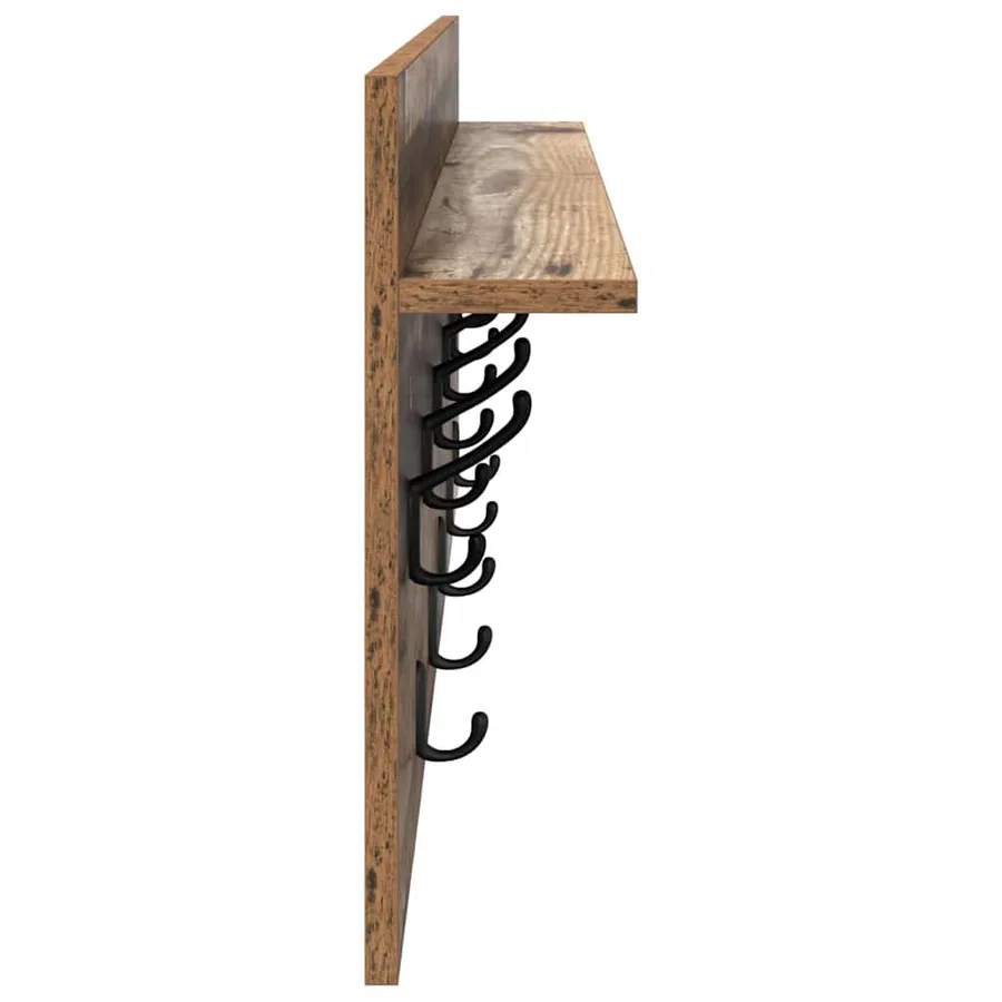 Porte-manteau mural avec étagère Bois ancien 100 x 40 x 12 cm - 6