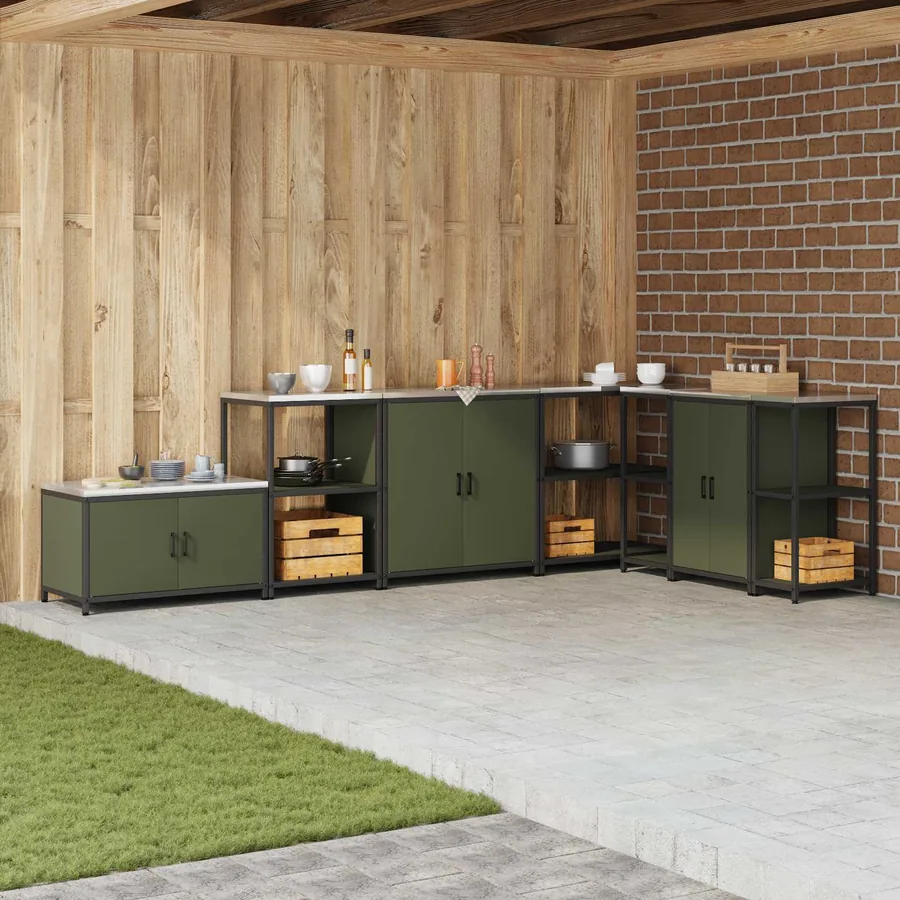 Rangement de cuisine HATTEM Vert olive 60 x 50 x 92 cm Acier