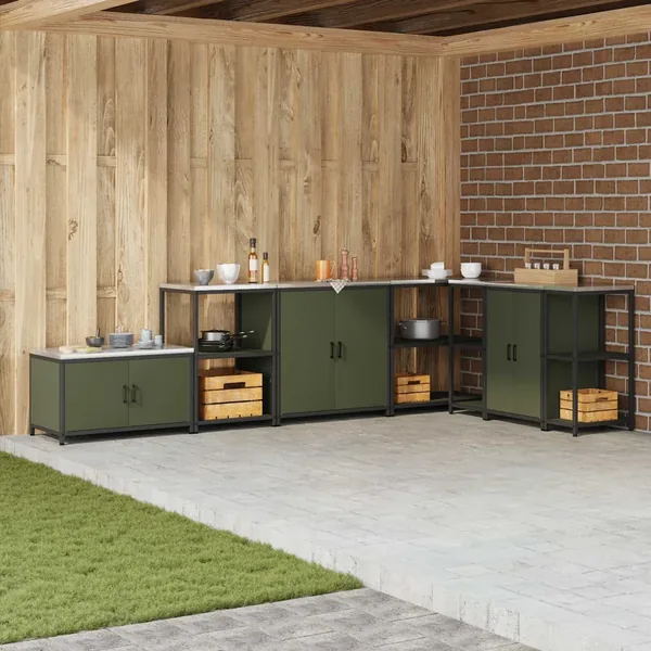 Rangement de cuisine HATTEM Vert olive 60 x 50 x 92 cm Acier