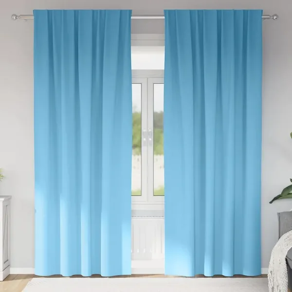 Rideaux occultants avec anneaux 2 pcs Bleu clair 245 x 140 cm