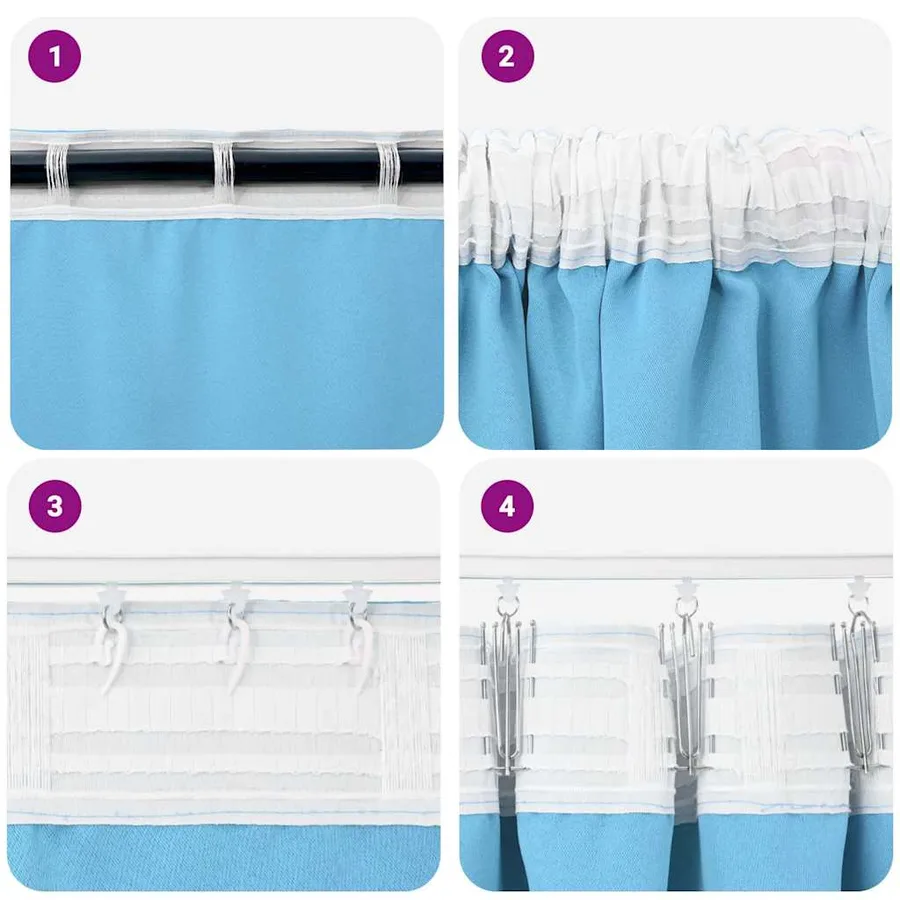 Rideaux occultants avec anneaux 2 pcs Bleu clair 245 x 140 cm - 7