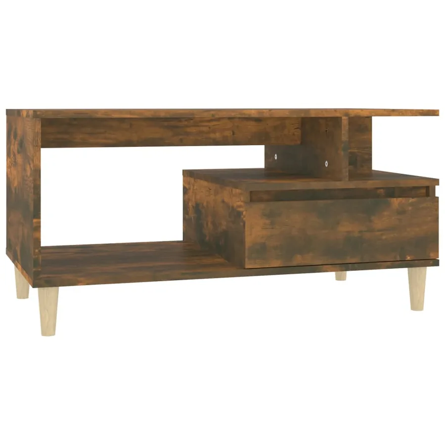 Table basse Chêne fumé 90x49x45 cm Bois d'ingénierie - 2