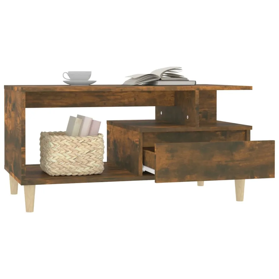 Table basse Chêne fumé 90x49x45 cm Bois d'ingénierie - 4