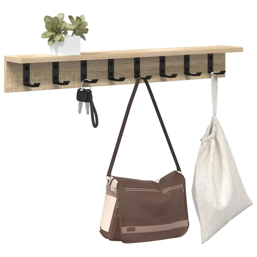 Porte-manteau mural Chêne Sonoma 80 x 10,5 x 10,5 cm - 3