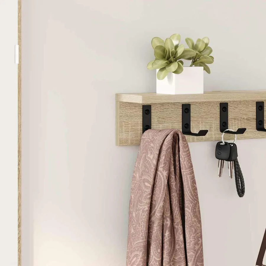 Porte-manteau mural Chêne Sonoma 80 x 10,5 x 10,5 cm - 4