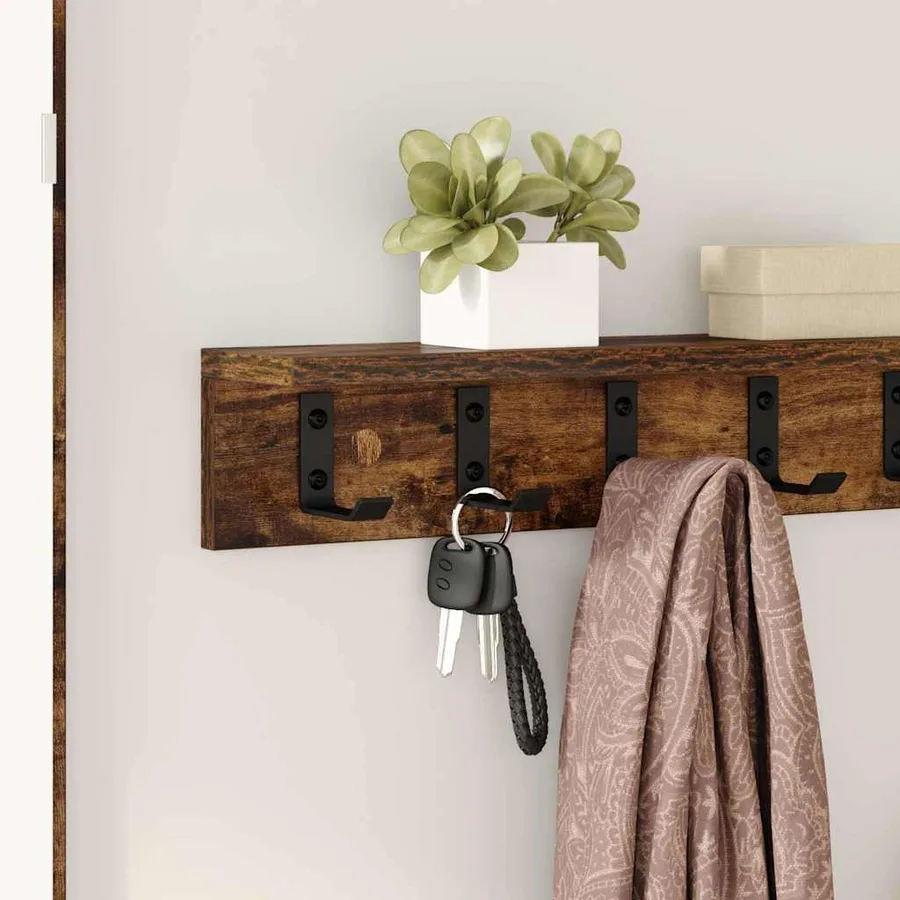 Porte-manteau mural Chêne fumé 60 x 10,5 x 10,5 cm - 4