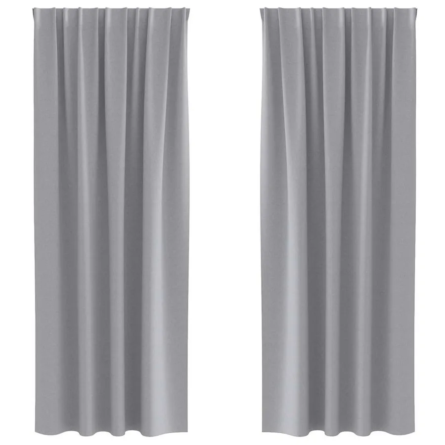 Rideaux occultants avec anneaux 2 pcs Gris clair 260 x 140 cm - 2