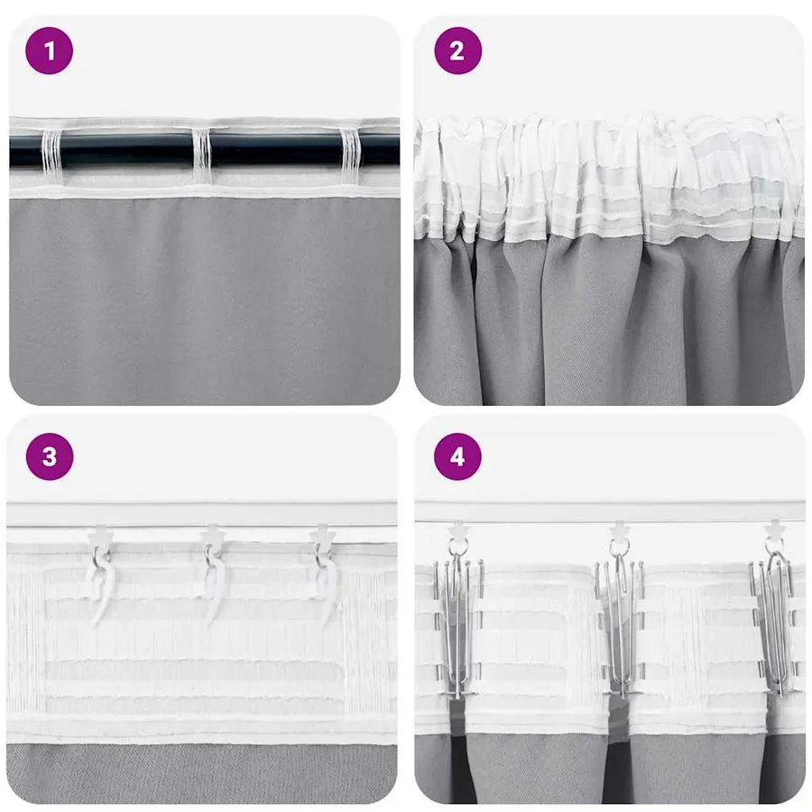 Rideaux occultants avec anneaux 2 pcs Gris clair 260 x 140 cm - 7