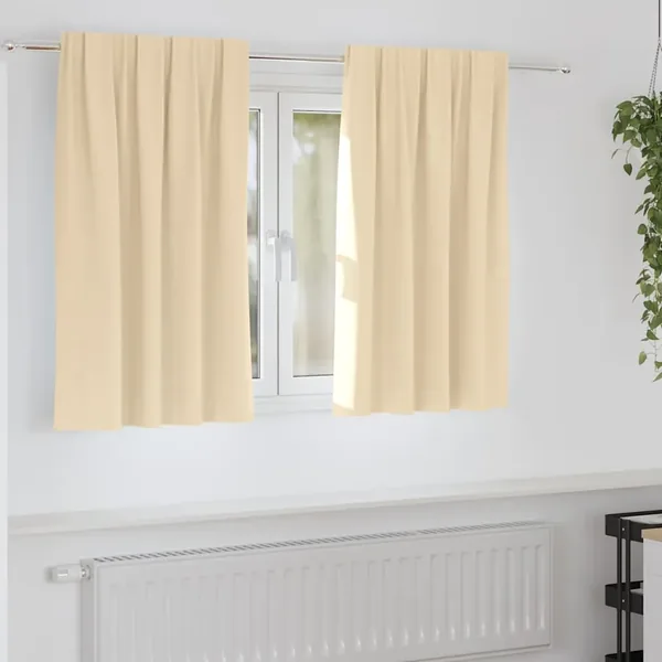 Rideaux occultants avec anneaux 2 pcs Crème 140 x 140 cm