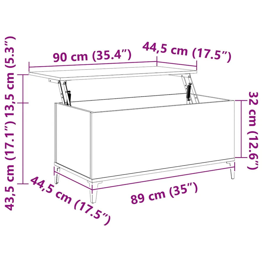 Table basse Chêne sonoma 90x44,5x45 cm Bois d'ingénierie - 8