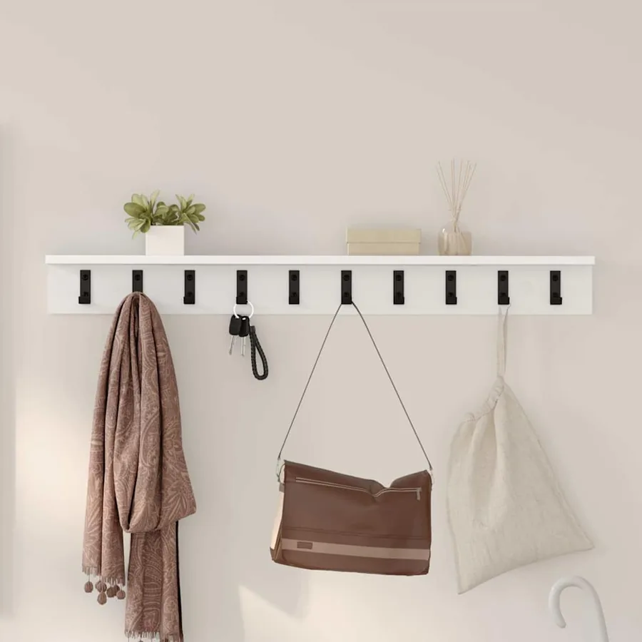 Porte-manteau mural Montage mural Blanc 100 x 10,5 x 10,5 cm