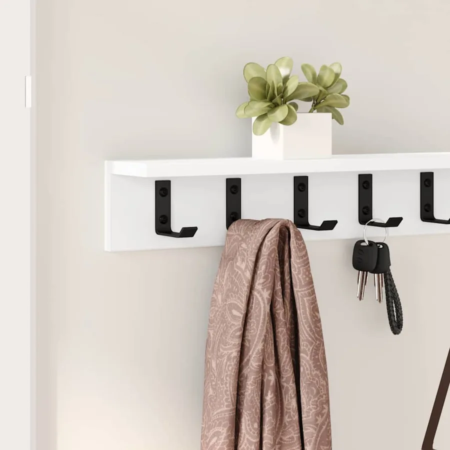 Porte-manteau mural Montage mural Blanc 100 x 10,5 x 10,5 cm - 4