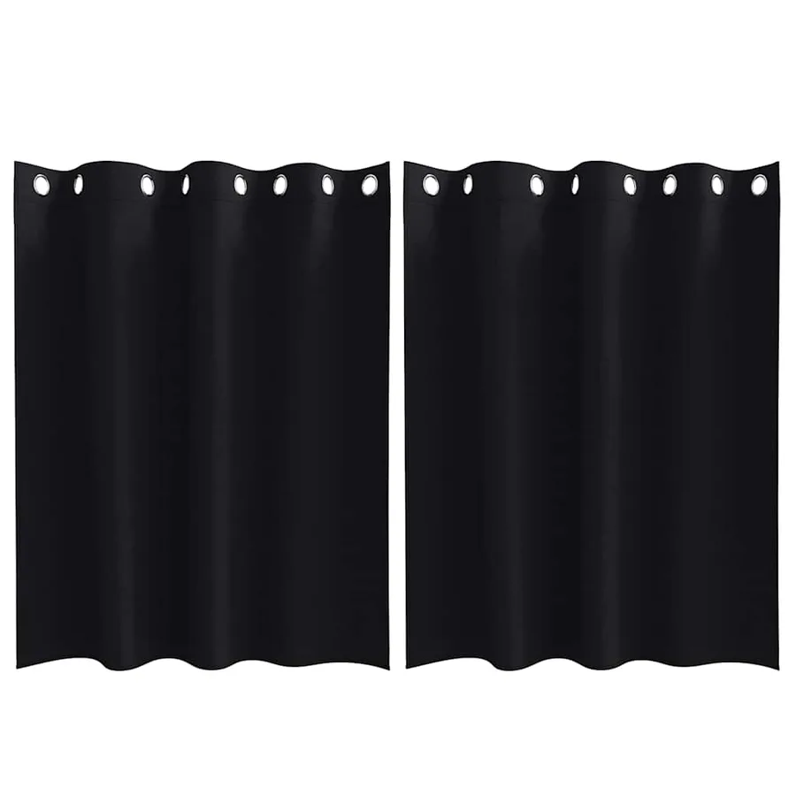 Rideaux occultants avec anneaux 2 pcs Noir 140 x 140 cm - 2