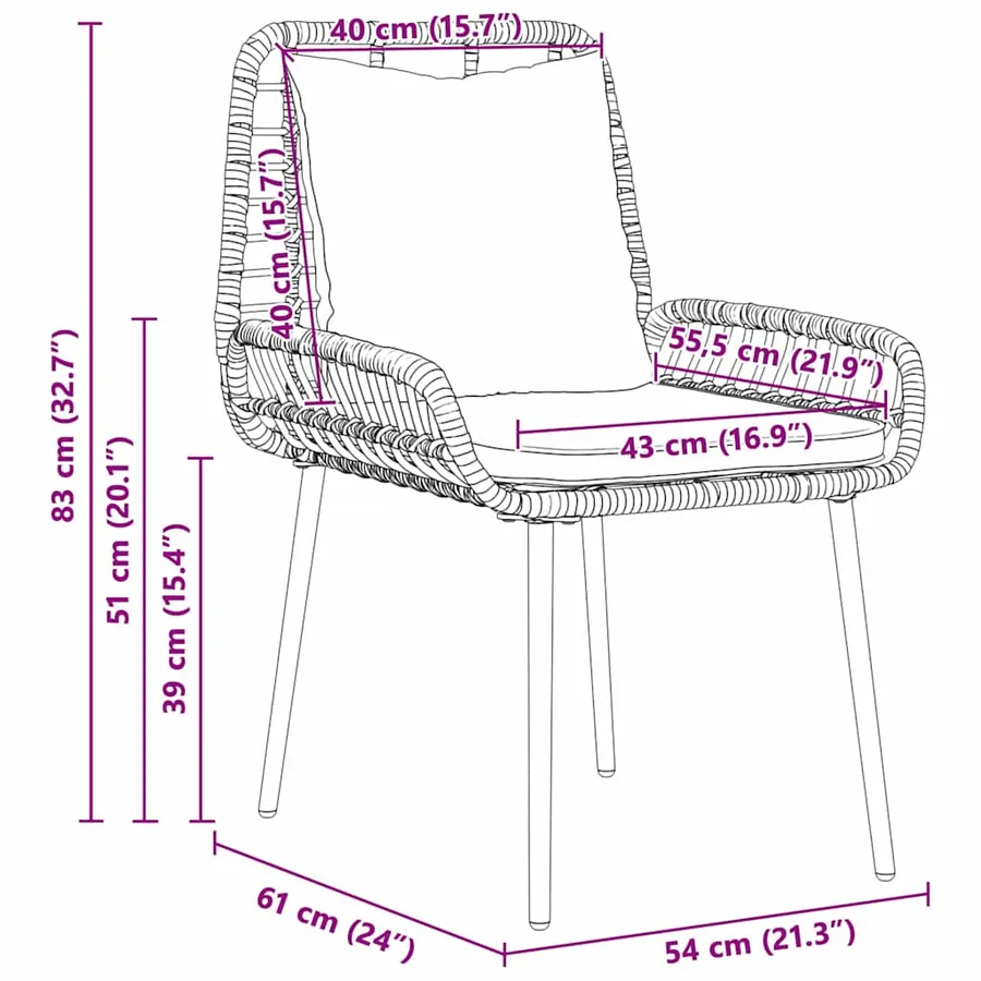 Ensemble de salle à manger pour jardin 3 pcs Marron et Crème - 12