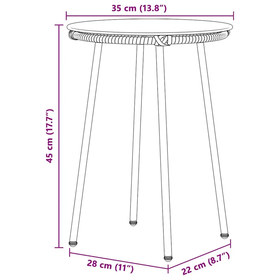 Ensemble de salle à manger pour jardin 3 pcs Marron et Crème - 13