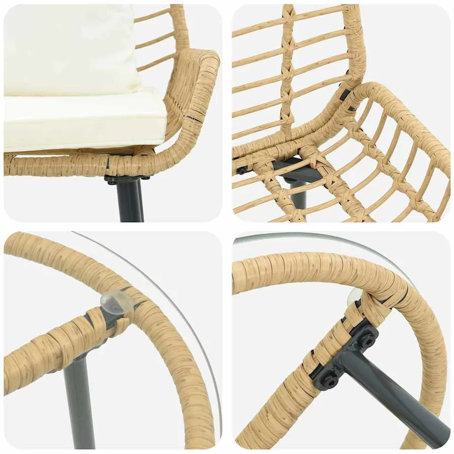 Ensemble de salle à manger pour jardin 3 pcs Marron et Crème - 8