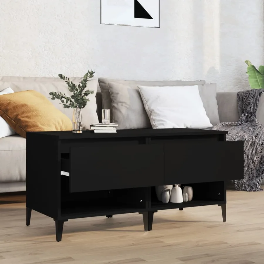 Tables d'appoint 2 pcs Noir 50x46x50 cm Bois d’ingénierie - 3