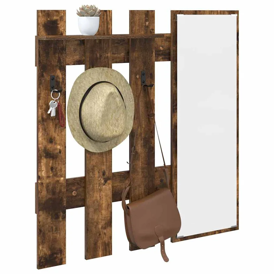 Porte-manteau mural Montage mural Chêne fumé 100 x 10 x 100 cm - 3