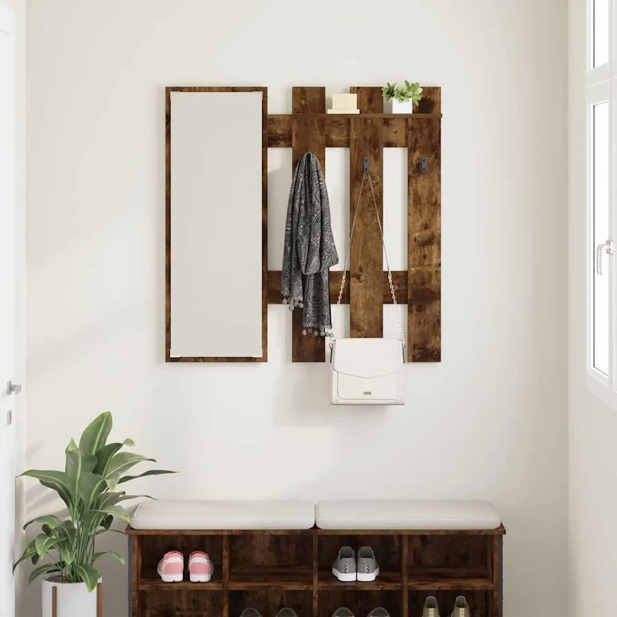 Porte-manteau mural Montage mural Chêne fumé 100 x 10 x 100 cm - 4