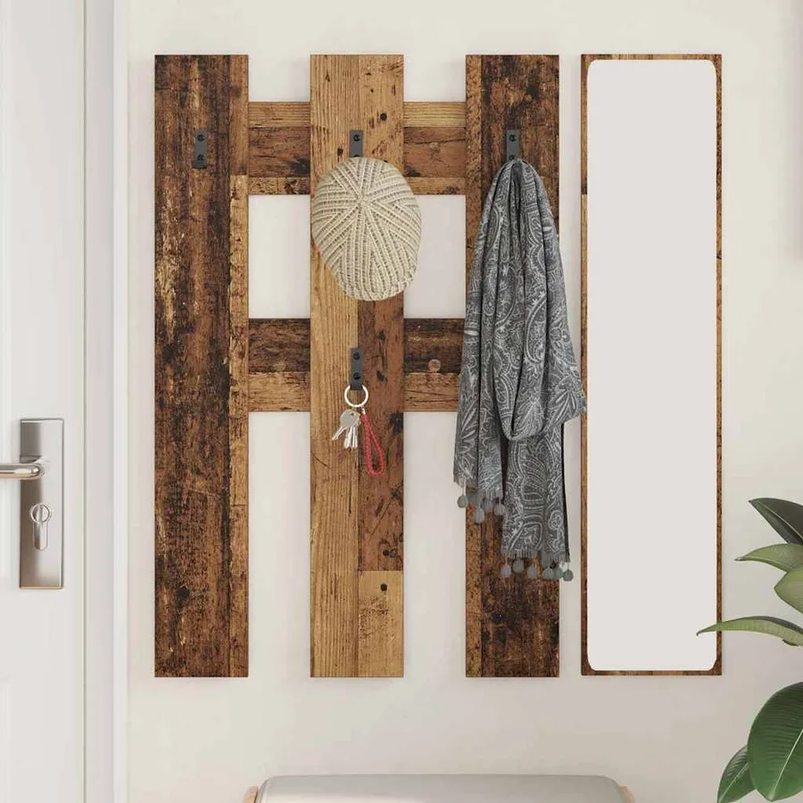 Porte-manteau mural Montage mural Bois ancien 65 x 3 x 100 cm - 4