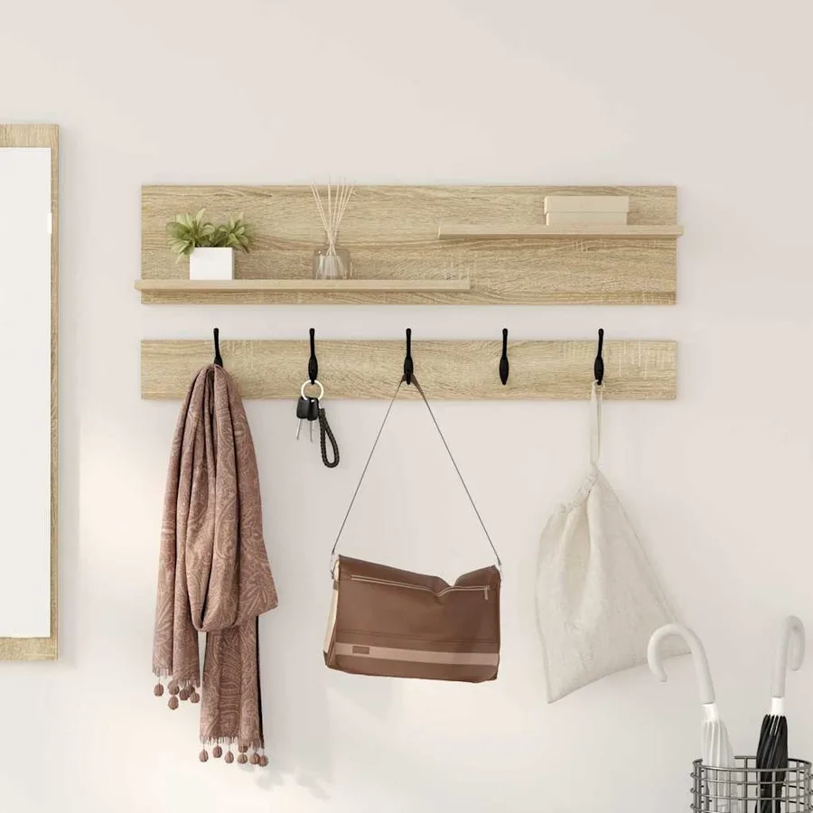 Porte-manteau mural avec étagère Chêne Sonoma 90 x 15 x 36 cm - 4
