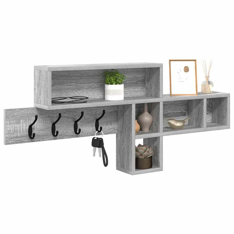 Porte-manteau mural avec étagère Gris Sonoma 100 x 12 x 43,5 cm - 3