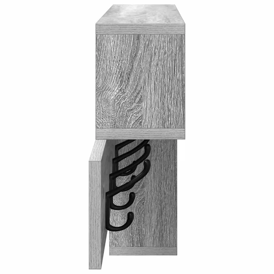 Porte-manteau mural avec étagère Gris Sonoma 100 x 12 x 43,5 cm - 6