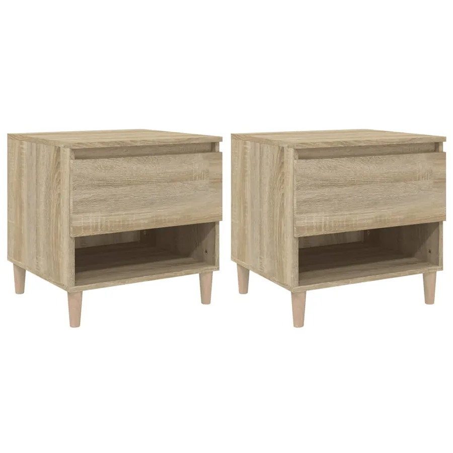 Tables de chevet 2pcs Chêne sonoma 50x46x50cm Bois d’ingénierie - 2