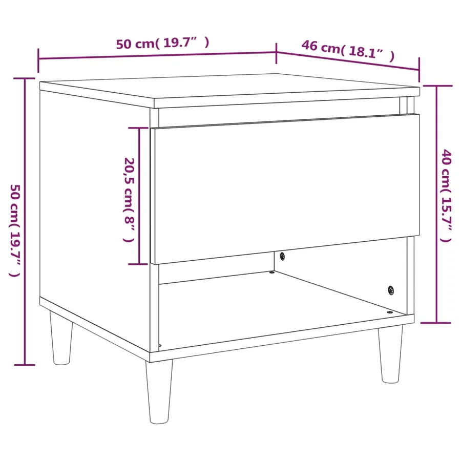 Tables de chevet 2pcs Chêne sonoma 50x46x50cm Bois d’ingénierie - 9